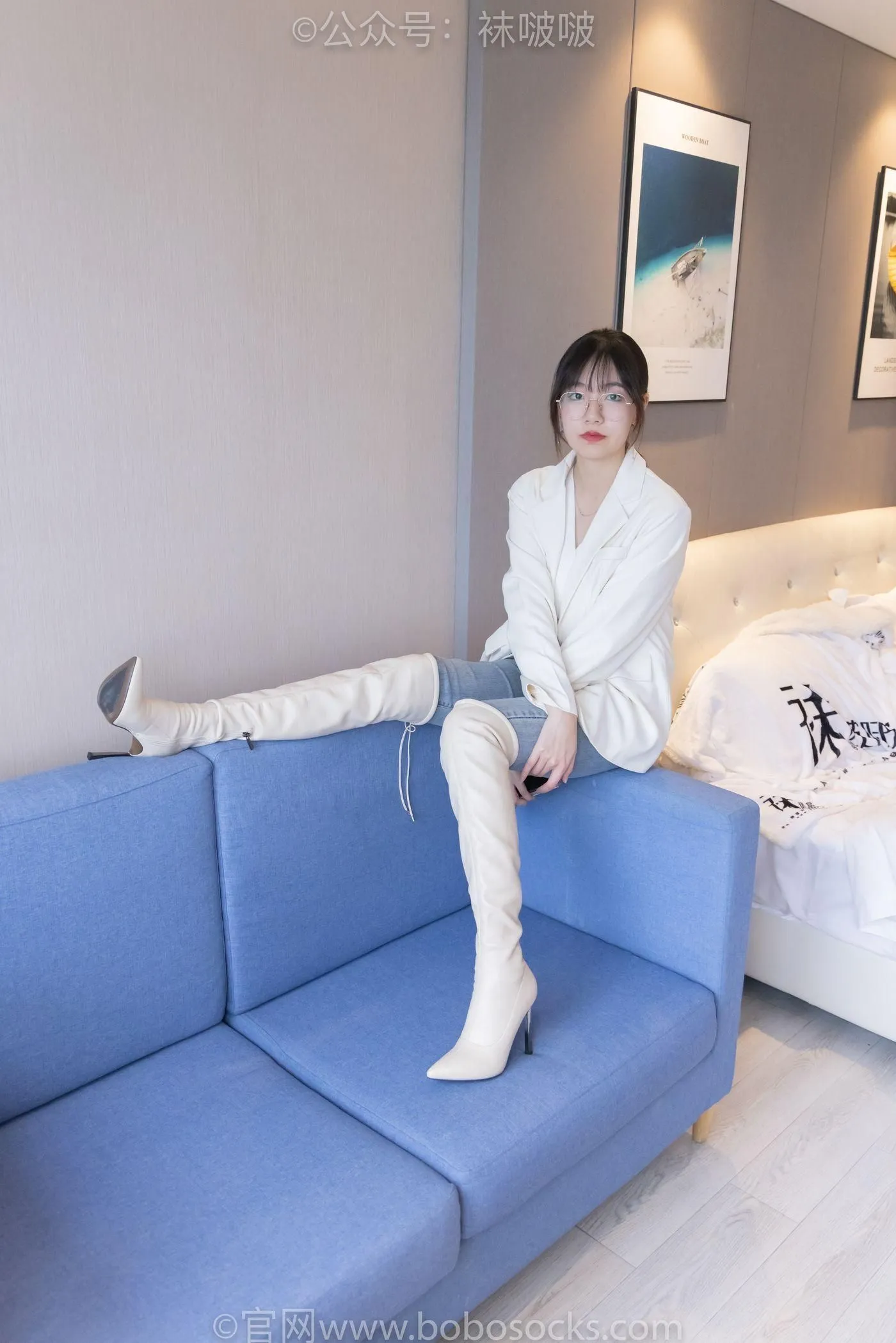 [BoBoSocks袜啵啵]NO.050 小甜豆-高跟长靴、白棉袜 [175P]插图5